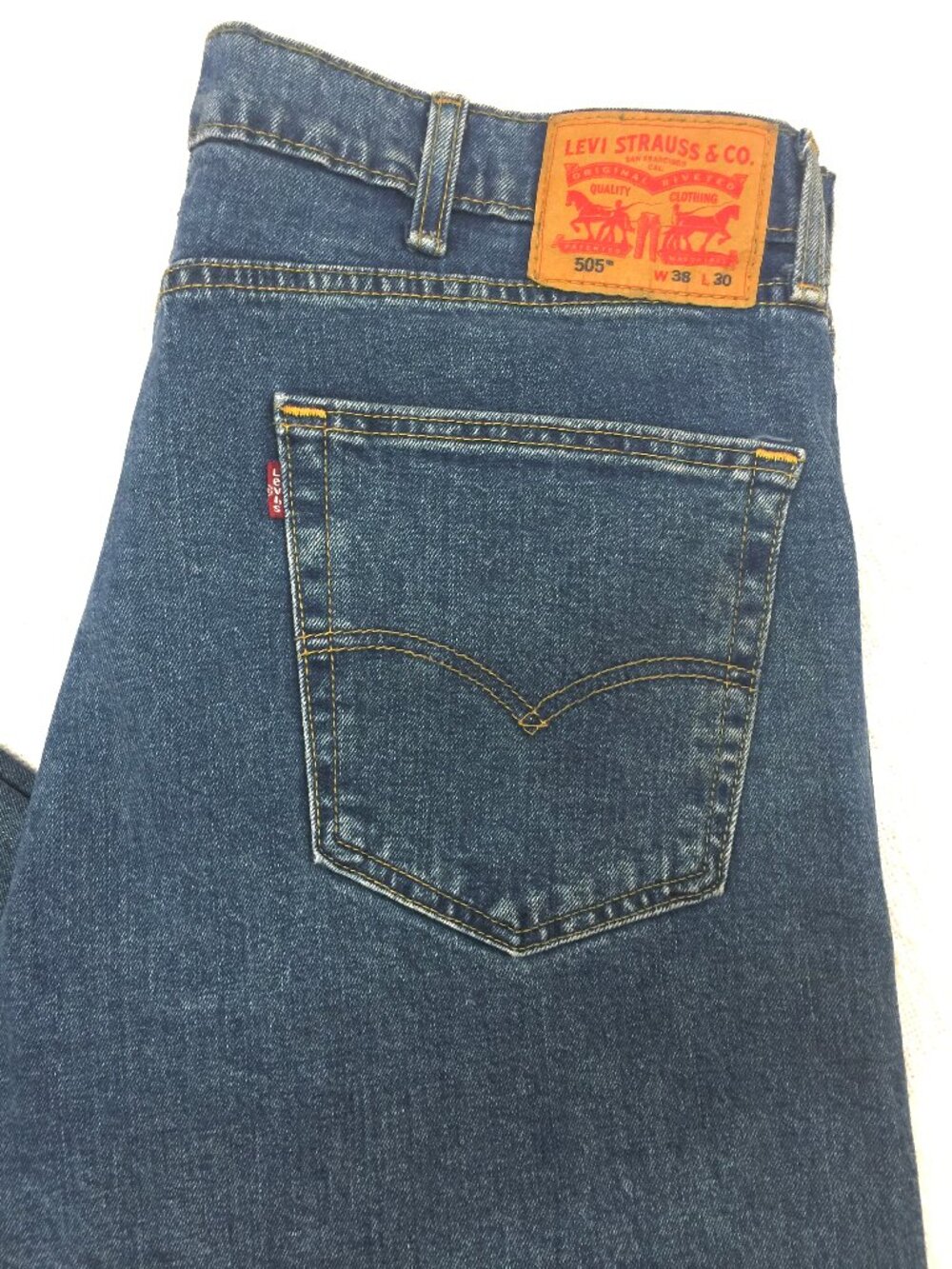 Levis 505 Jeans Mens 38x34 Blue Medium Wash Regular Fit Straight Denim Pants